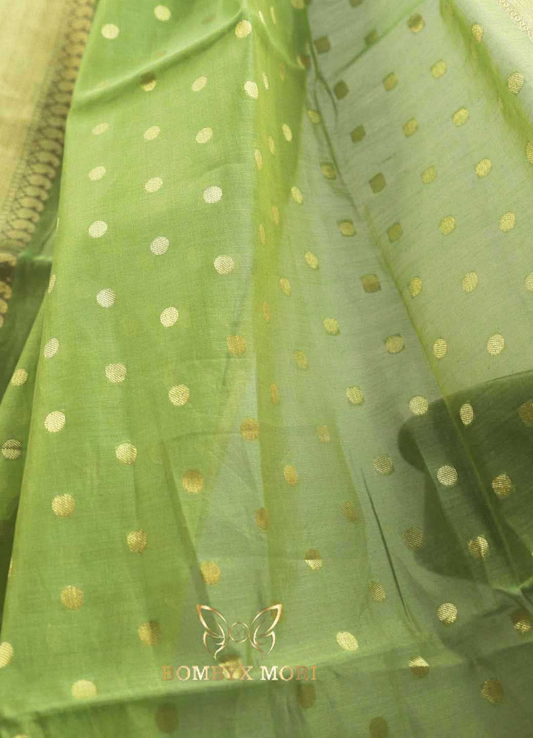 lime green Kashi Banarasi silk Saree