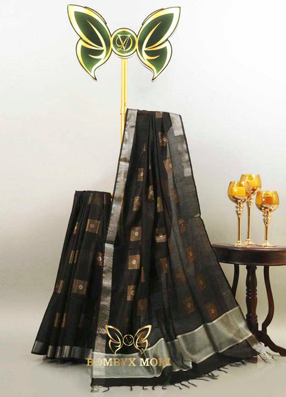 Black Bhagalpuri Silk Saree