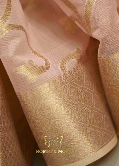 Charming Soft Pink and Golden Kashi Banarasi saree