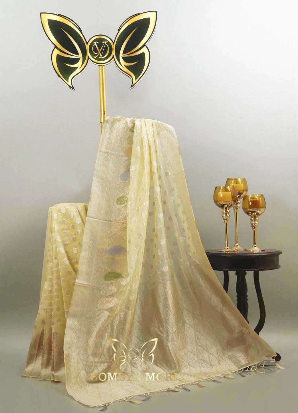 Light Yellow Organza Saree