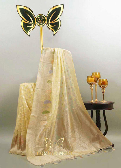 Light Yellow Organza Saree