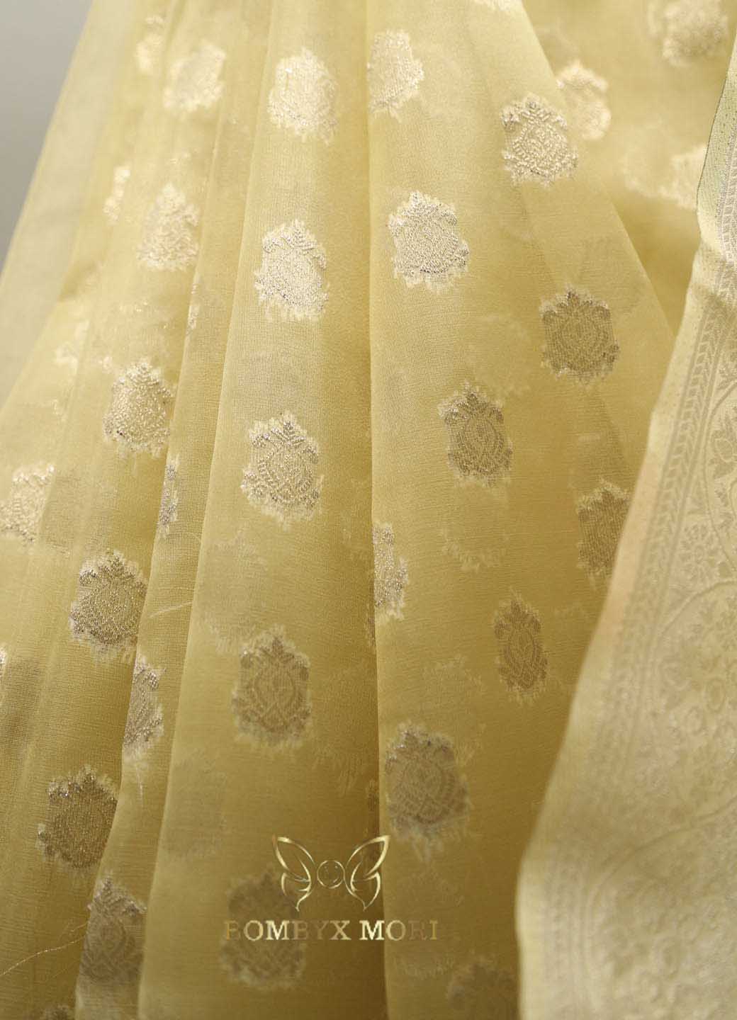 Light Yellow Organza Saree