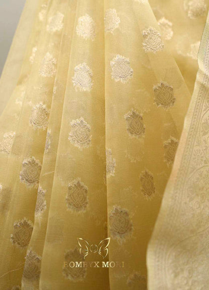 Light Yellow Organza Saree