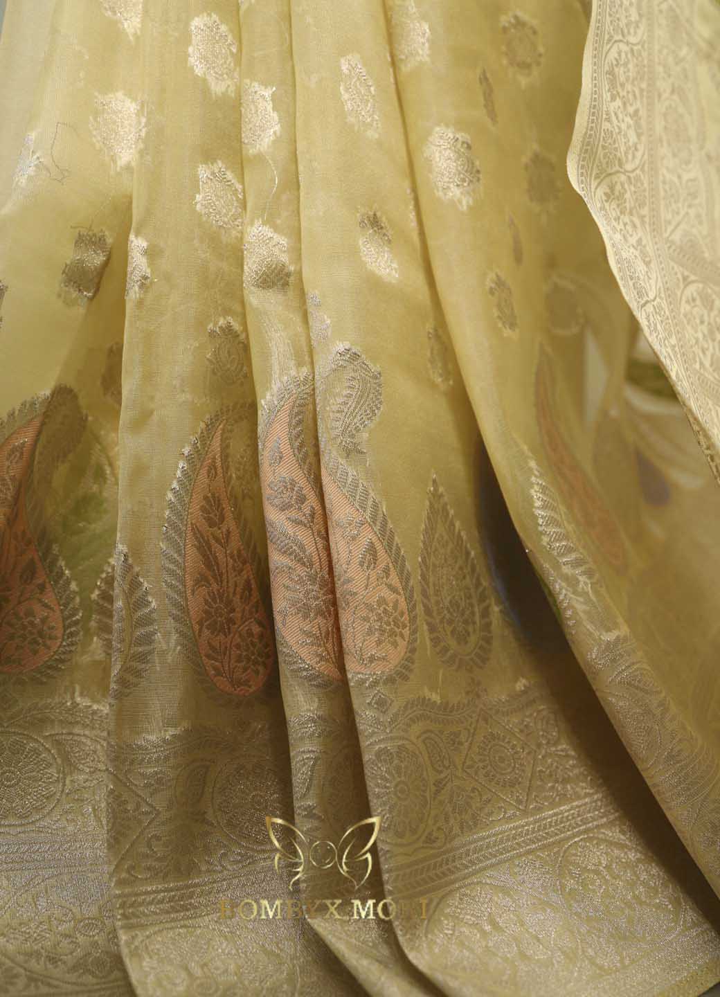 Light Yellow Organza Saree