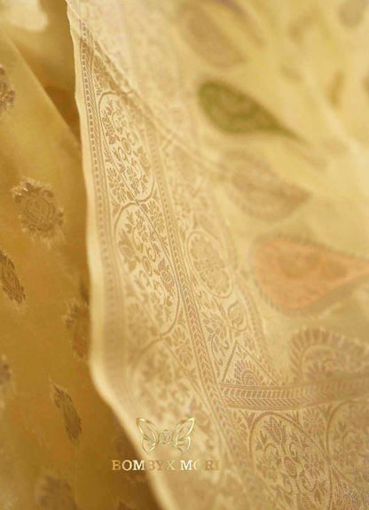 Light Yellow Organza Saree