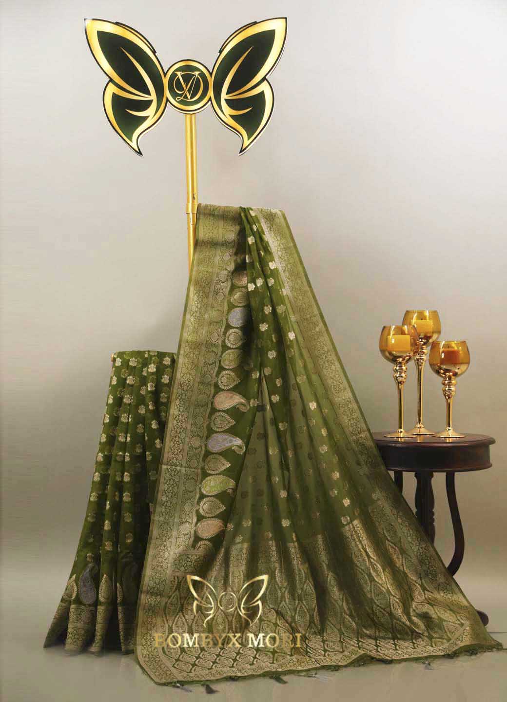 Mehendi Green organza Saree