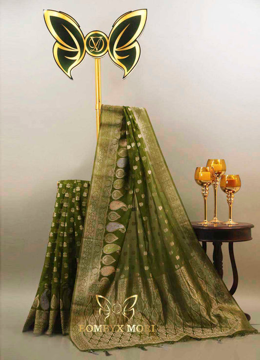 Mehendi Green organza Saree