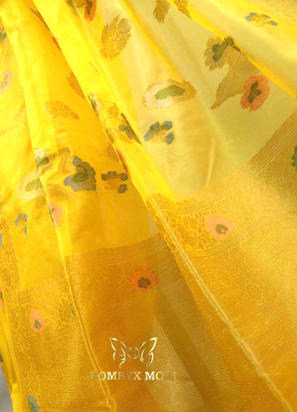 Vibrant Yellow Organza Saree