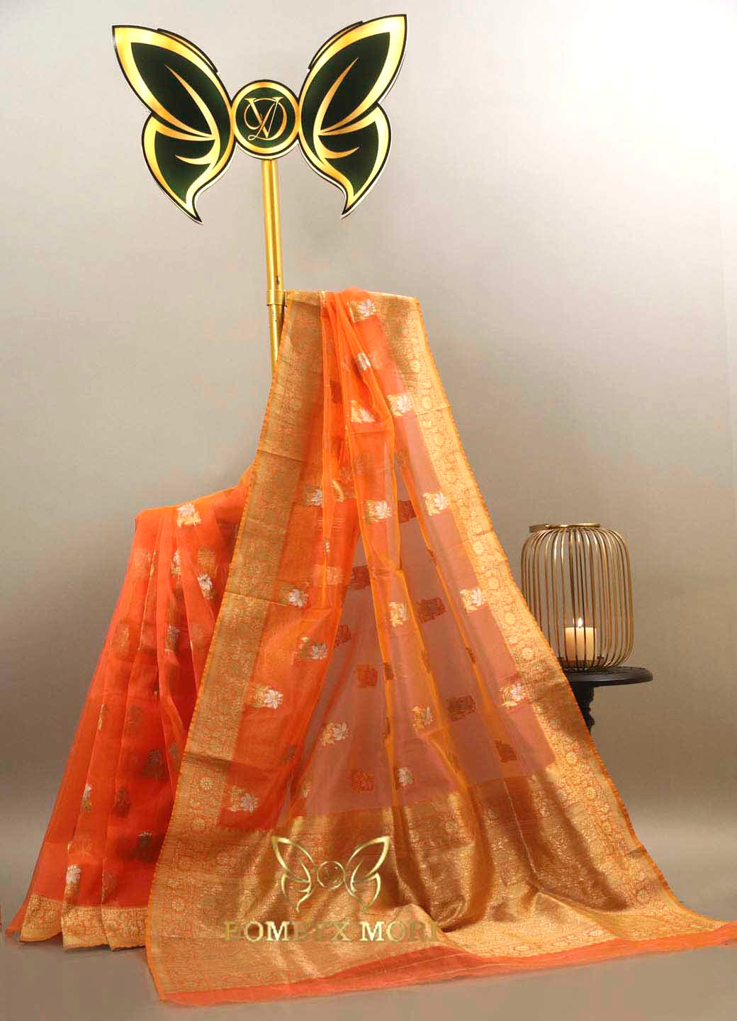 Orange Organza Saree