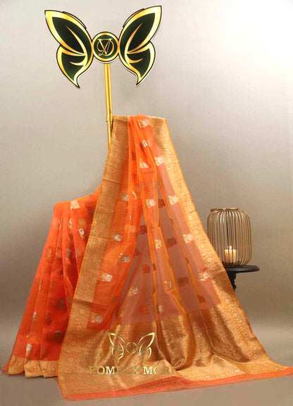 Orange Organza Saree