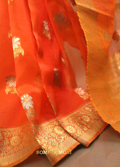 Orange Organza Saree