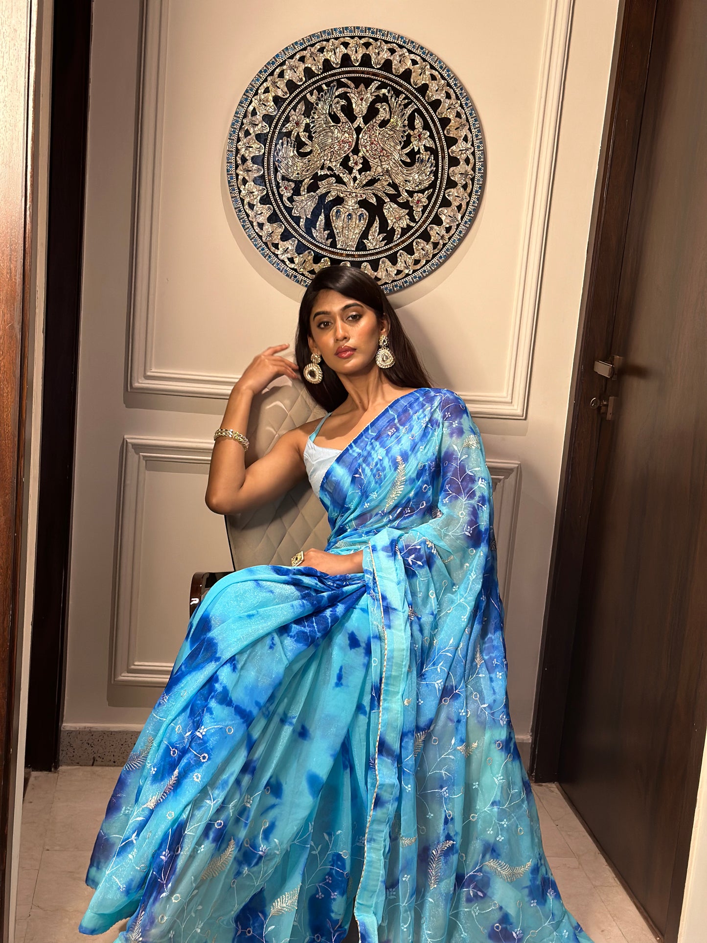 Blue Tie Dye Saree