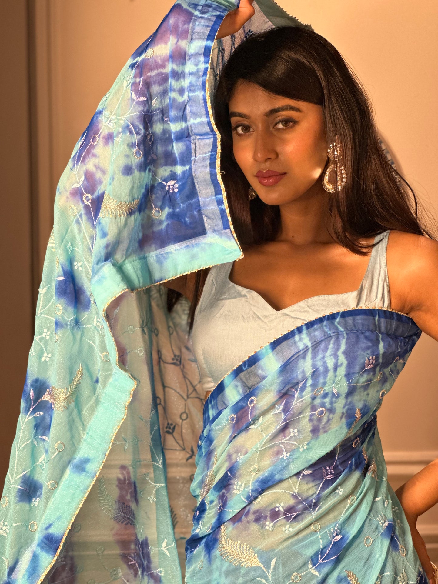 Blue Tie Dye Saree