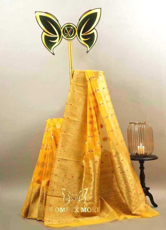 Yellow Organza Saree