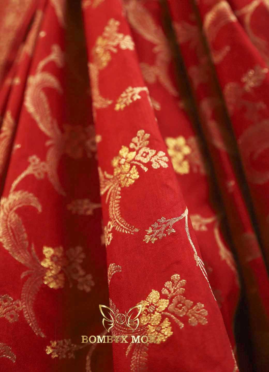 Vermillion Red Bombyx Banarasi saree