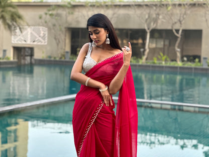 Magenta Swarovski Saree