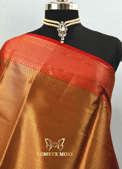 Green and Red Bombyx Banarasi saree