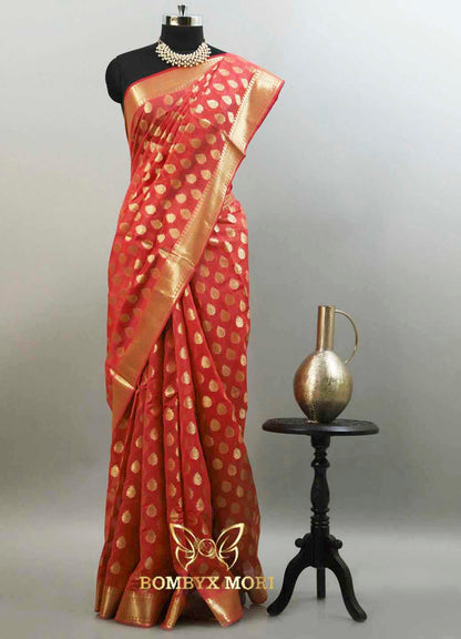 Gajari pink Kashi Banarasi Saree