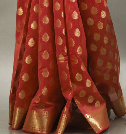 Gajari pink Kashi Banarasi Saree