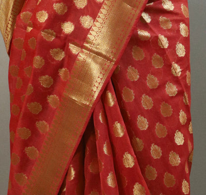 Gajari pink Kashi Banarasi Saree