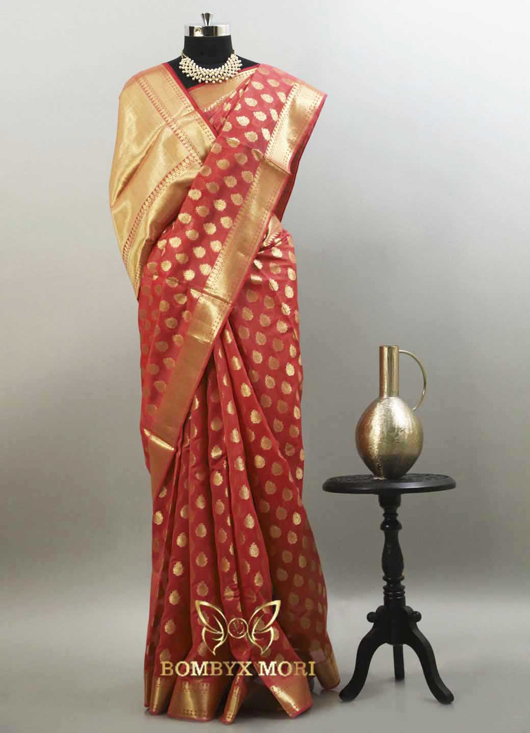 Gajari pink Kashi Banarasi Saree