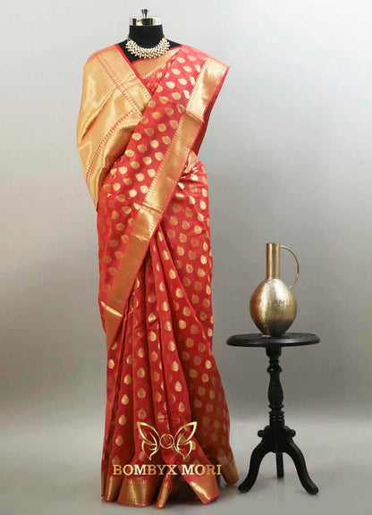 Gajari pink Kashi Banarasi Saree