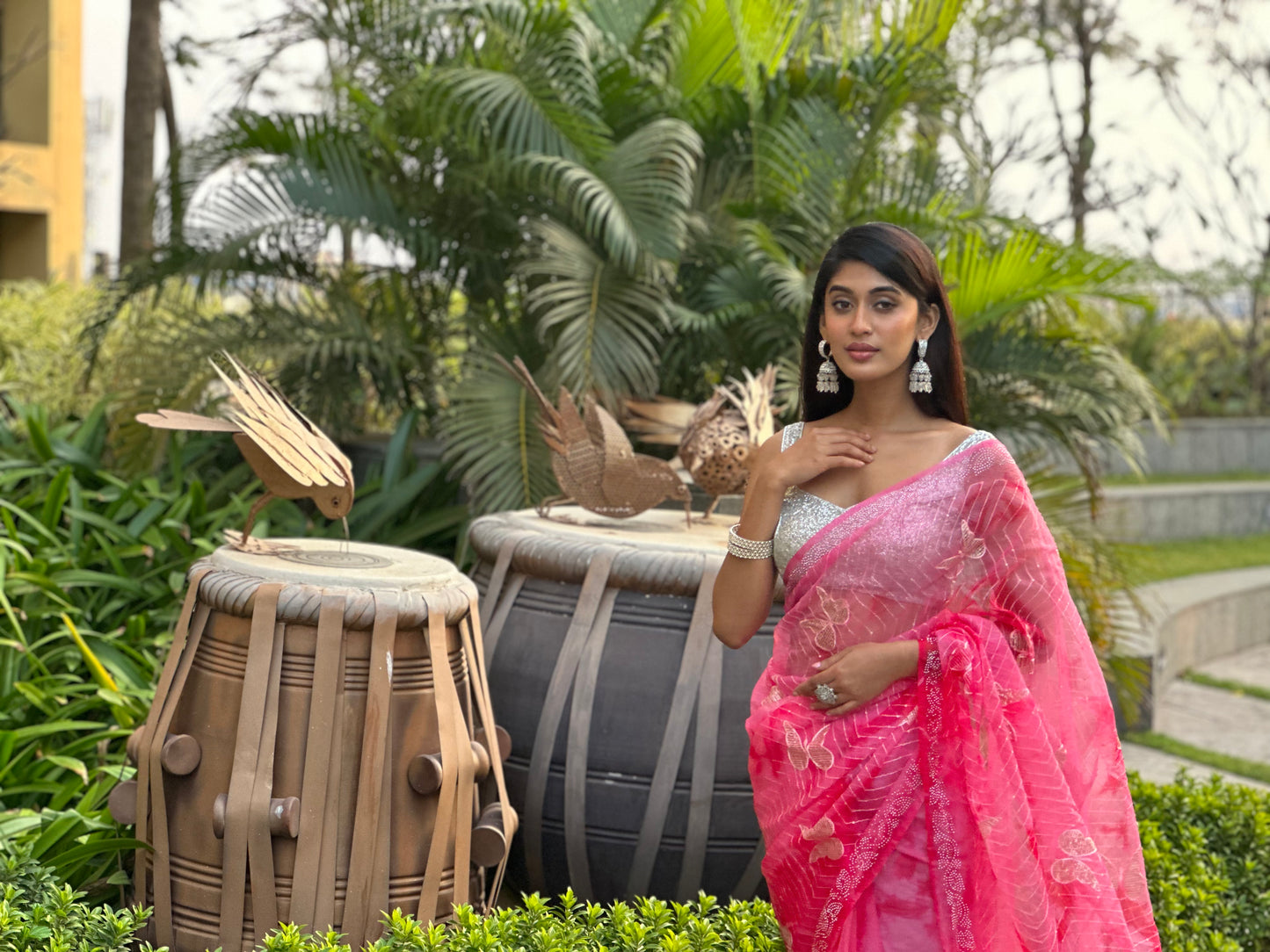 Baby Pink Bombyx Logo Saree