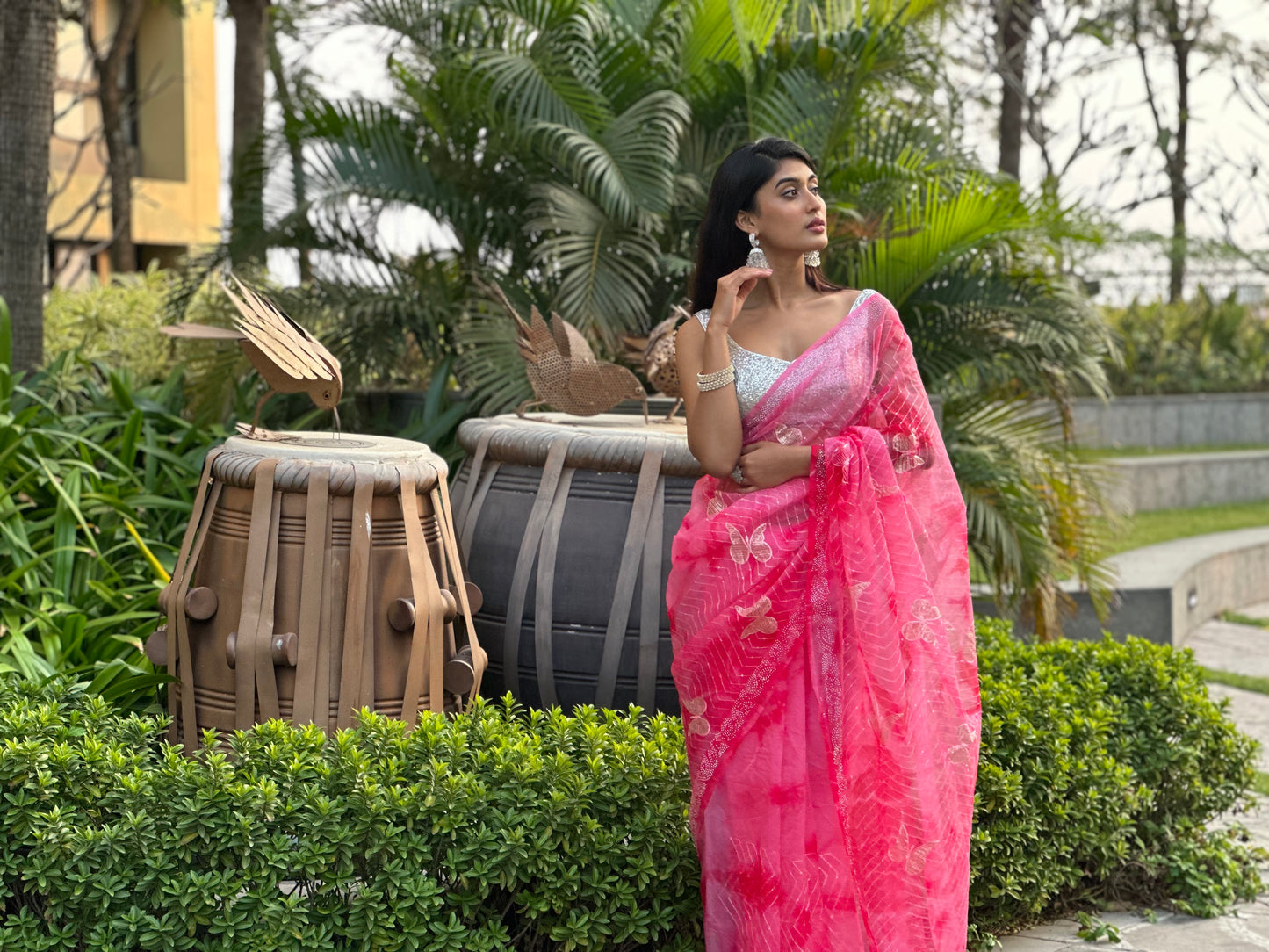 Baby Pink Bombyx Logo Saree