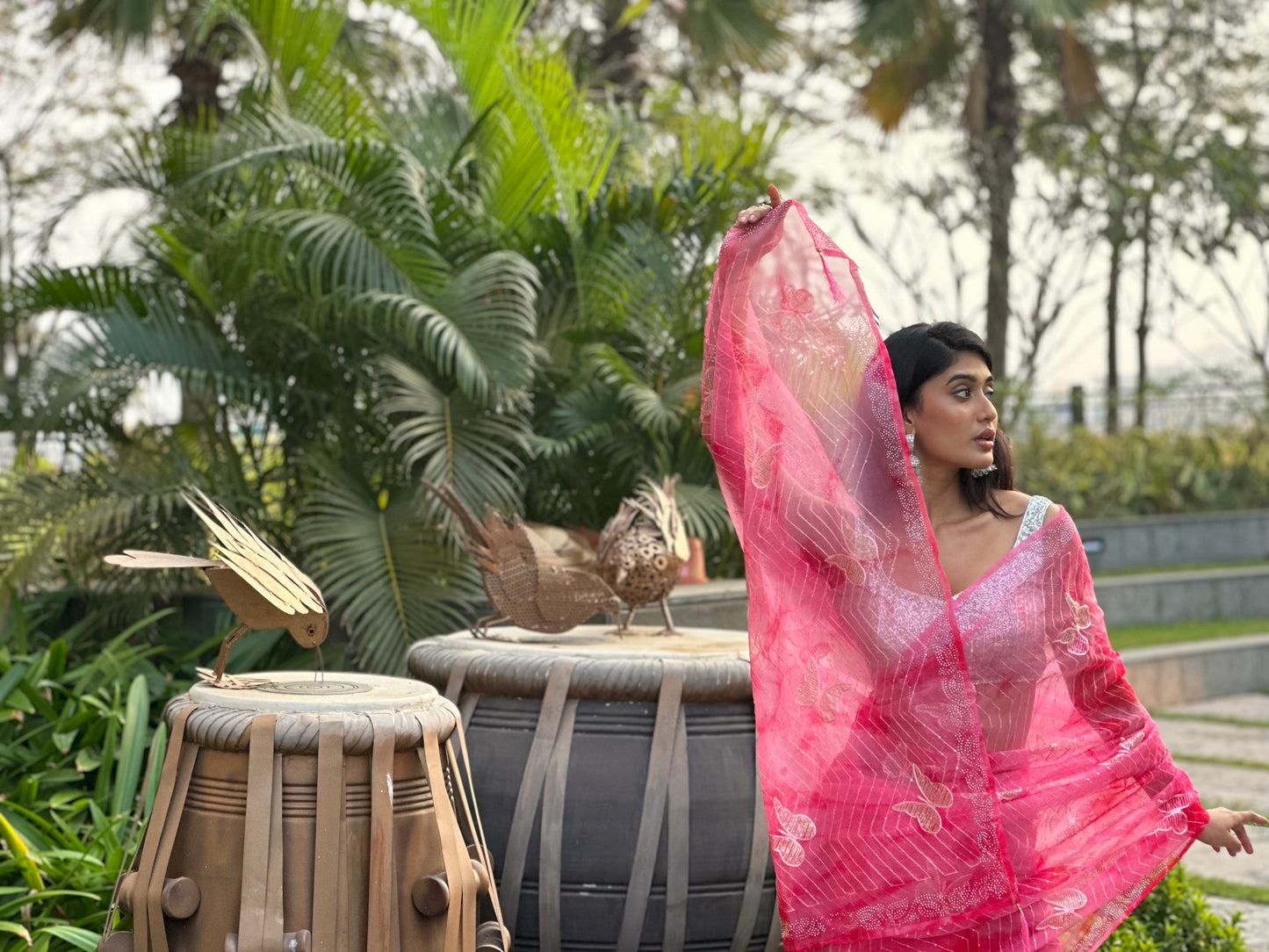 Baby Pink Bombyx Logo Saree