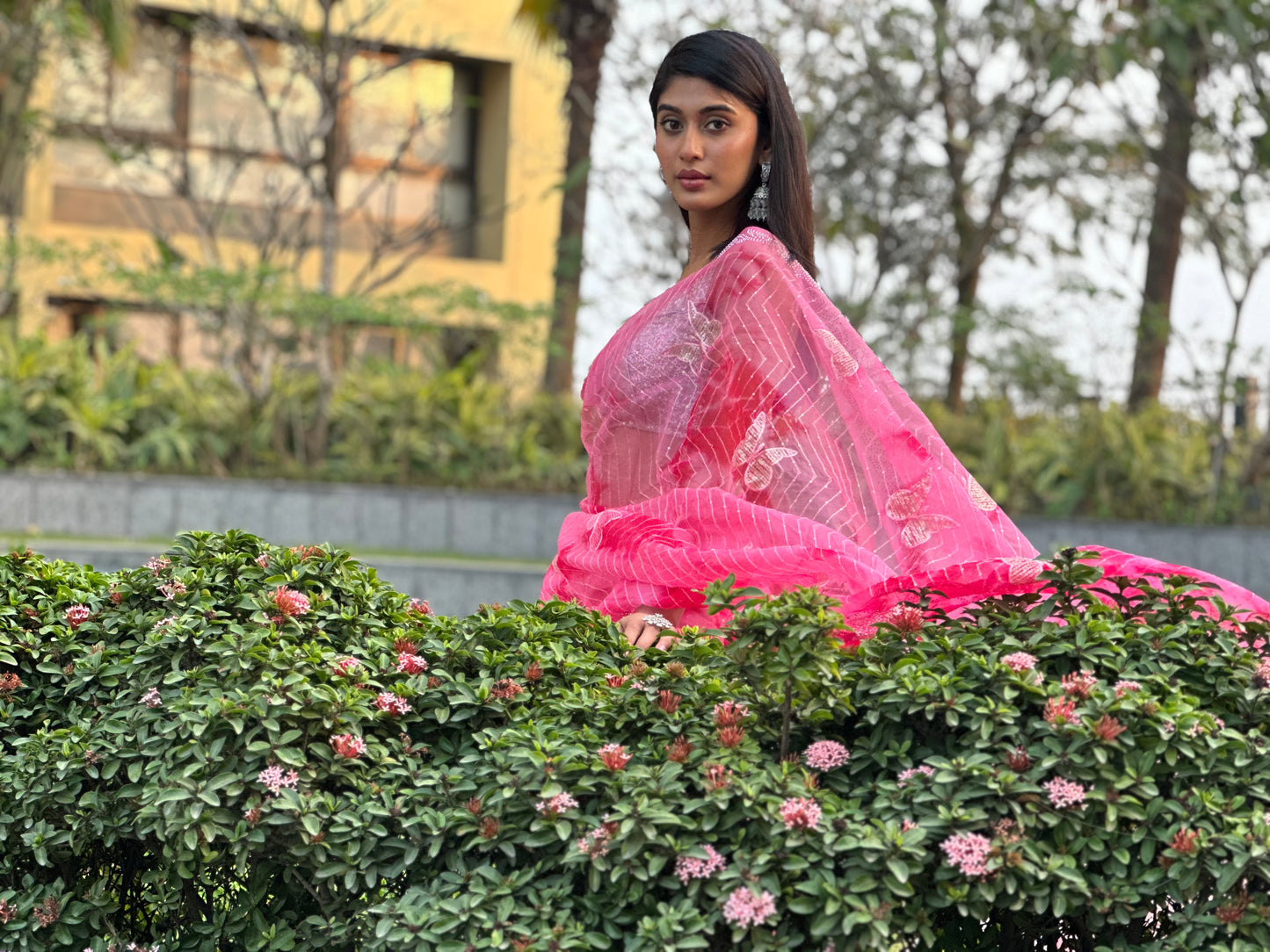 Baby Pink Bombyx Logo Saree