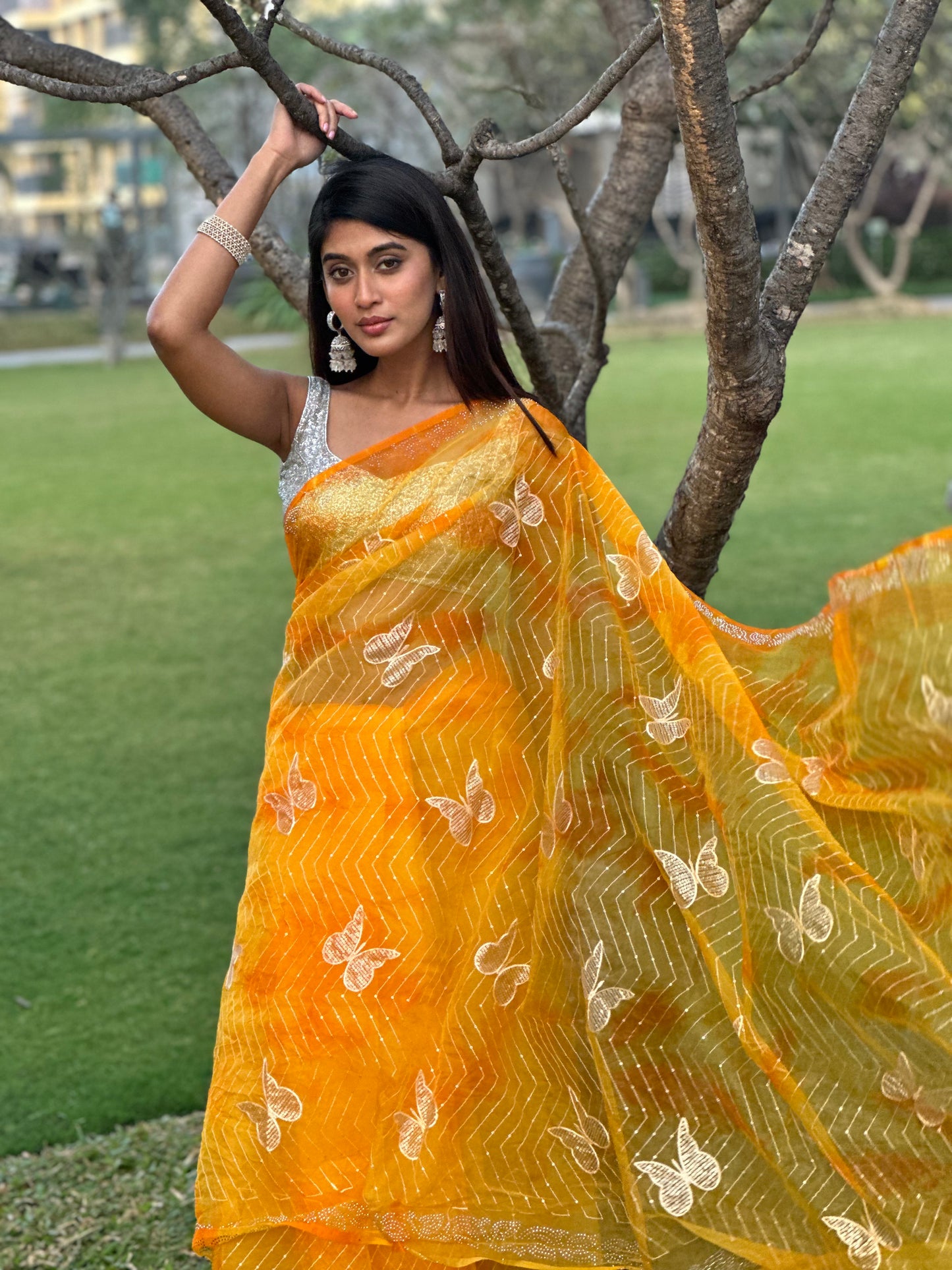 Yellow Bombyx Logo Saree