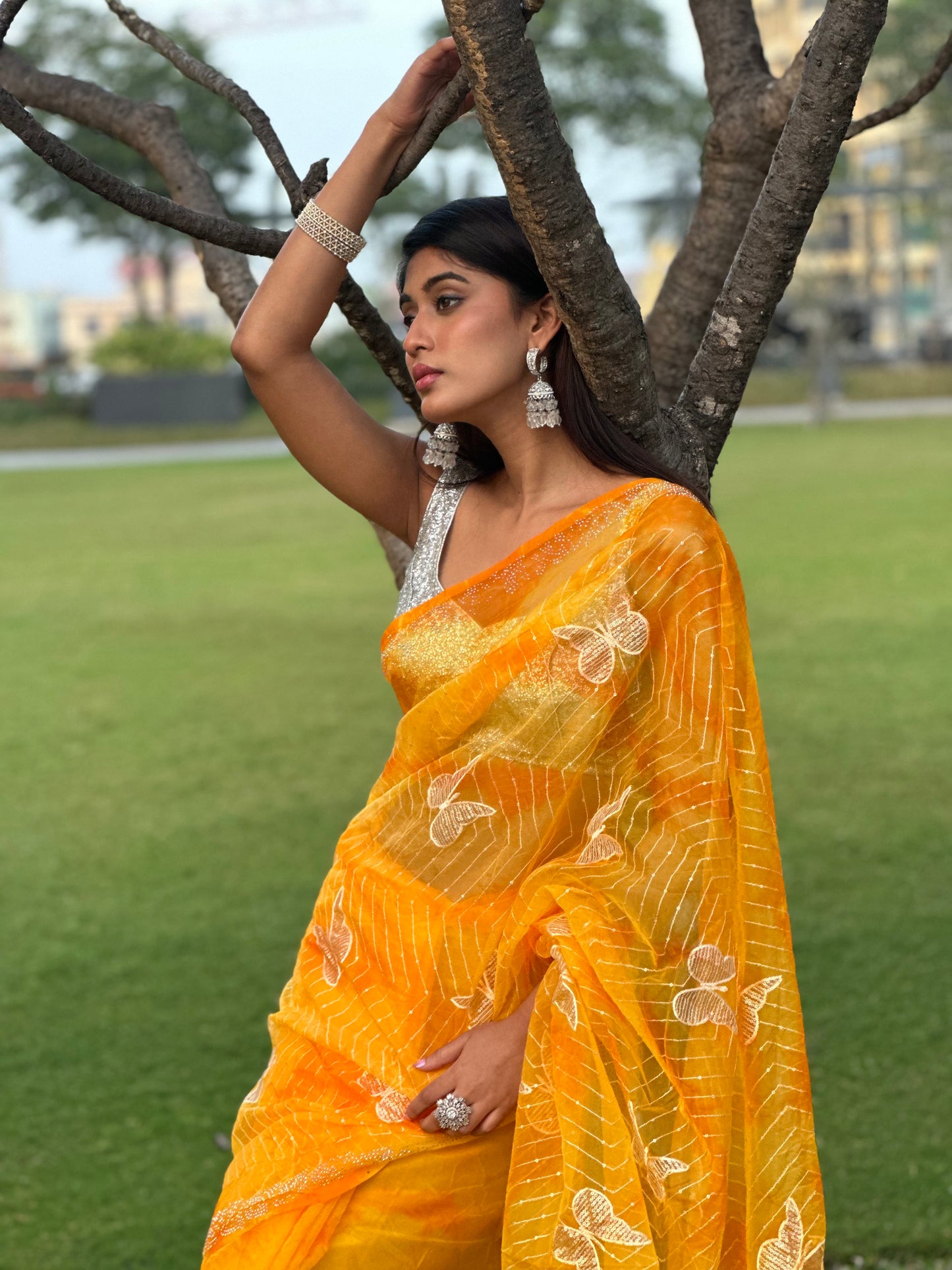 Yellow Bombyx Logo Saree