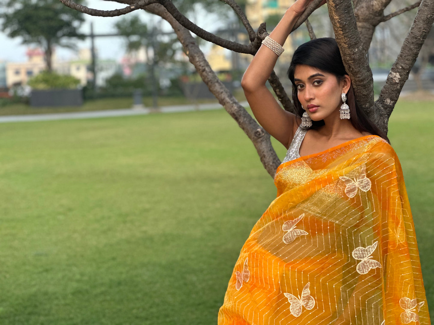 Yellow Bombyx Logo Saree