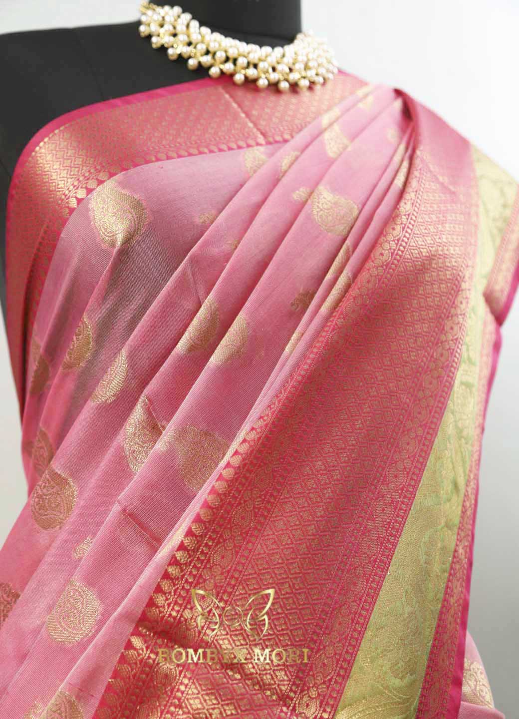 Blossom Pink Kashi Banarasi Saree