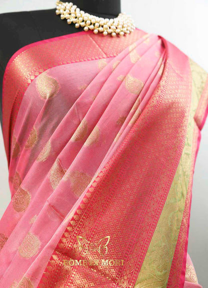 Blossom Pink Kashi Banarasi Saree