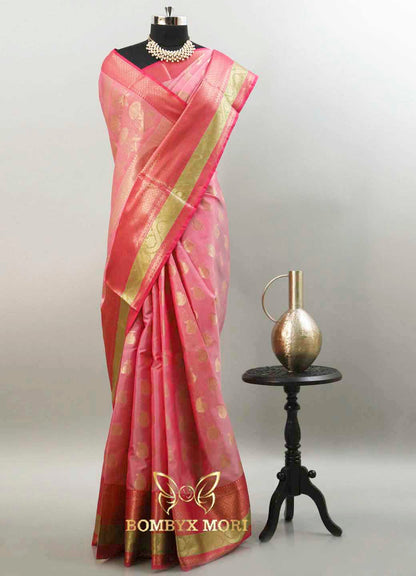 Blossom Pink Kashi Banarasi Saree