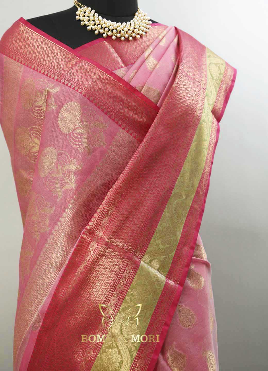 Blossom Pink Kashi Banarasi Saree