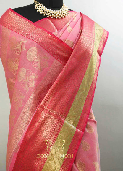 Blossom Pink Kashi Banarasi Saree