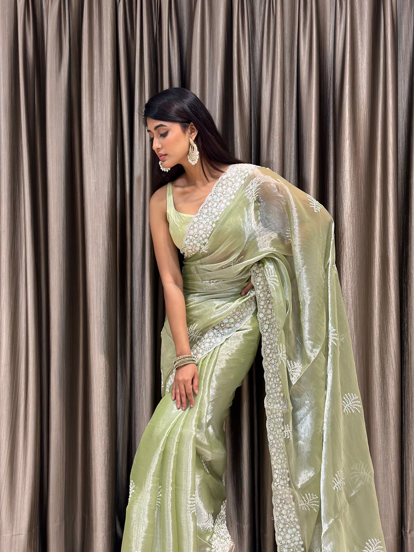 Green Tissue Saree