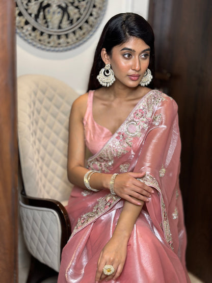 Pink Royal Gotta Patti Saree