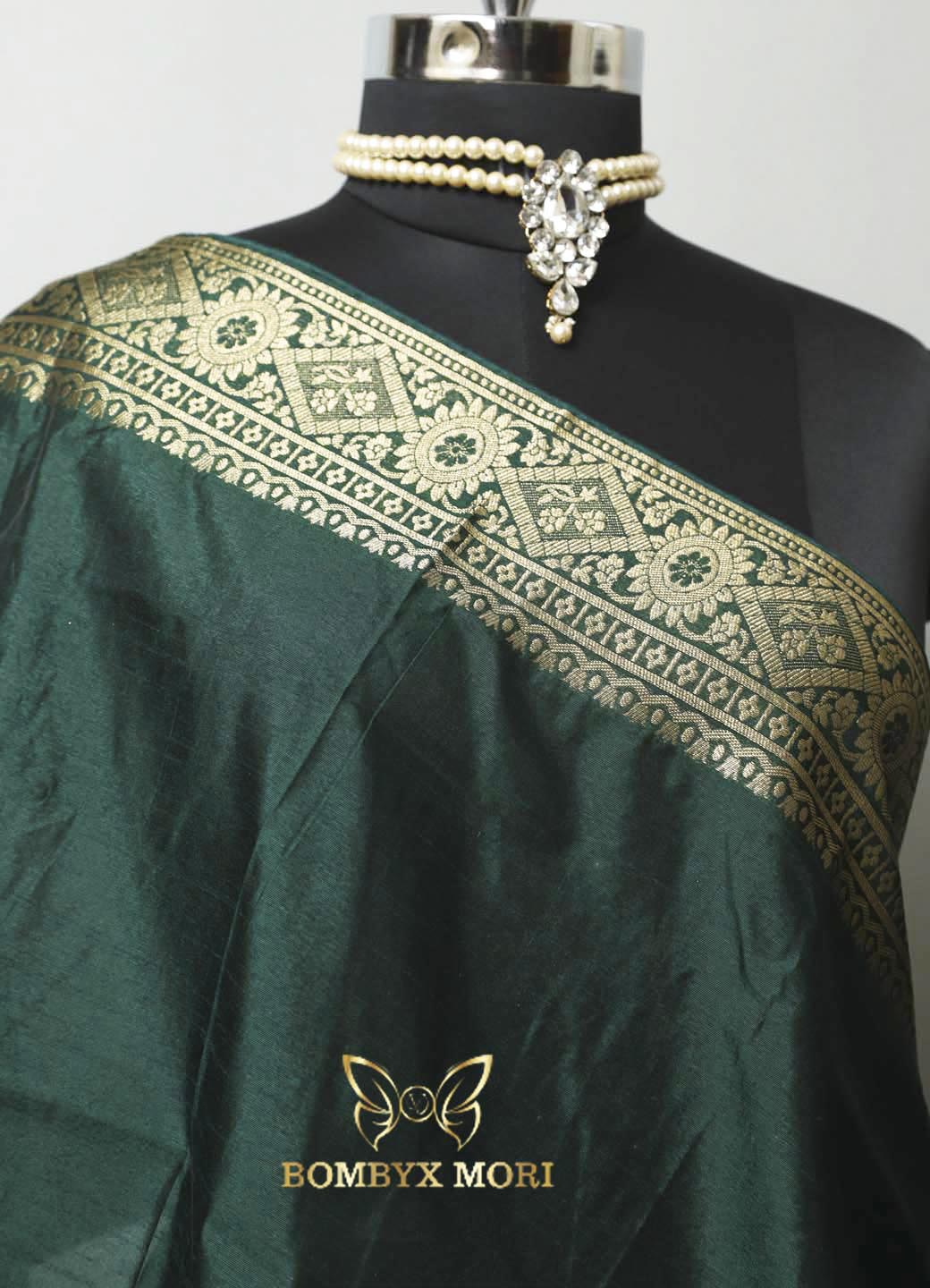 Jade Green and Golden Rajwada Saree