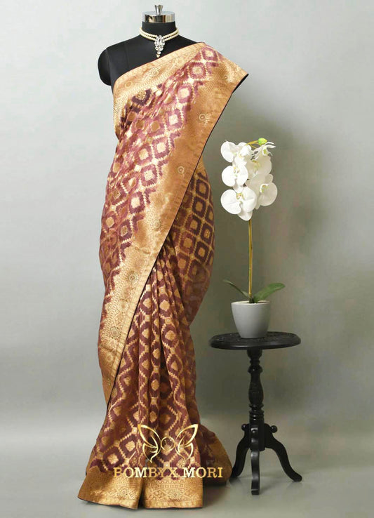 Onion Pink Rajwada Saree