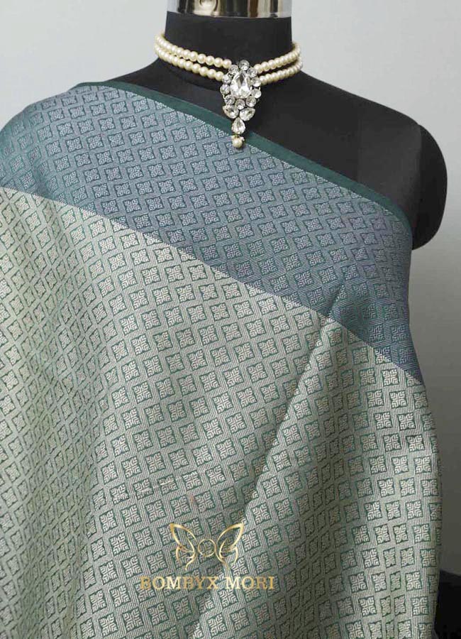 Pine Green Kashi Banarasi Saree