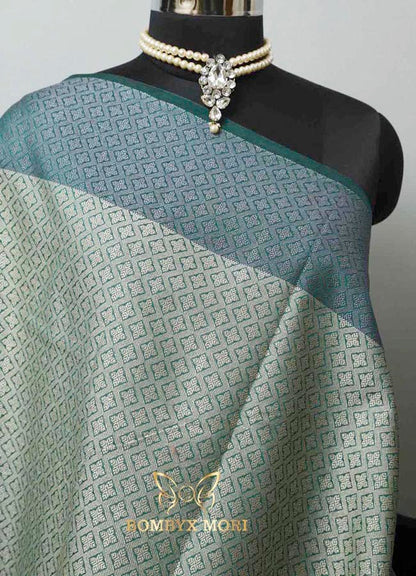 Pine Green Kashi Banarasi Saree