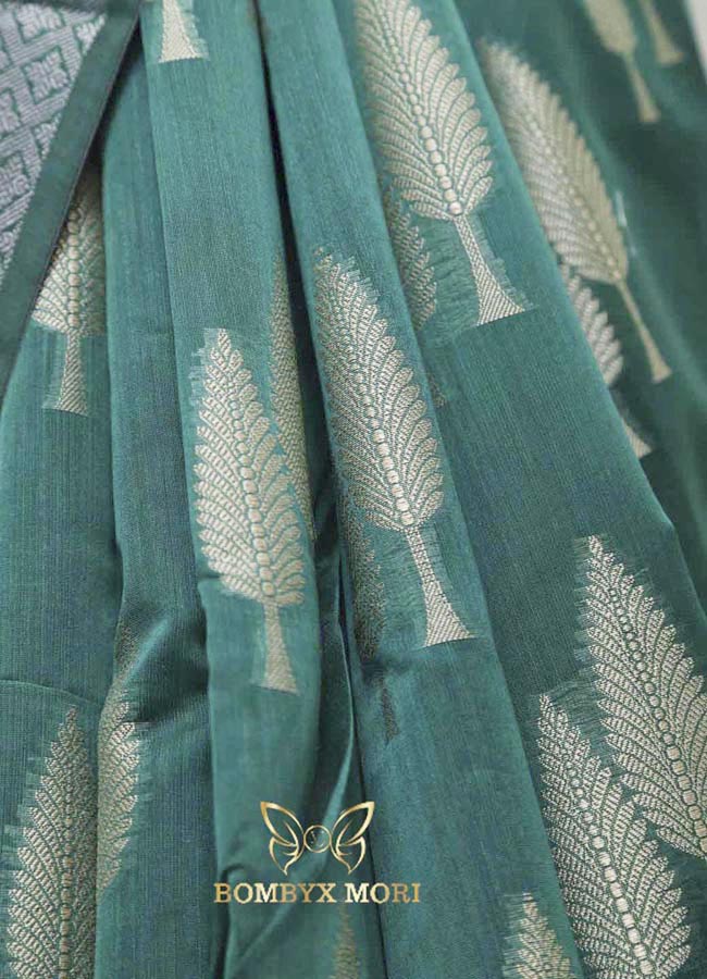 Pine Green Kashi Banarasi Saree