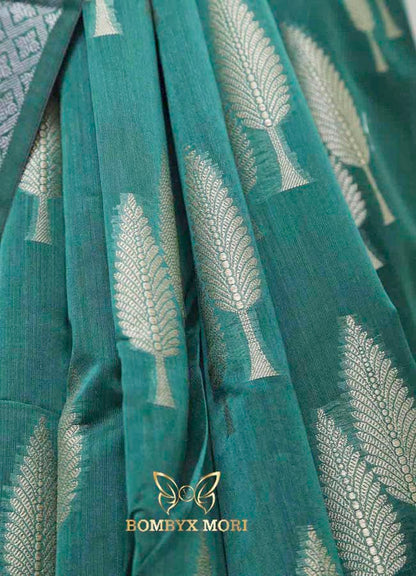 Pine Green Kashi Banarasi Saree