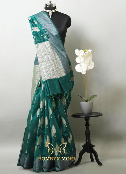 Pine Green Kashi Banarasi Saree