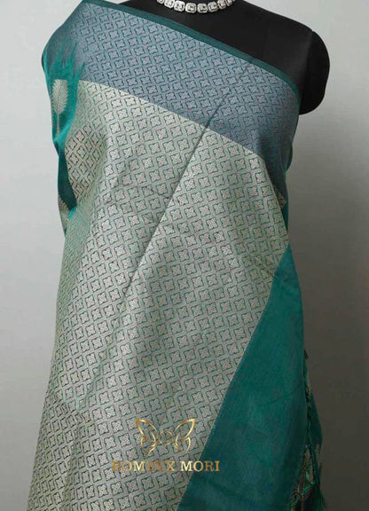 Pine Green Kashi Banarasi Saree