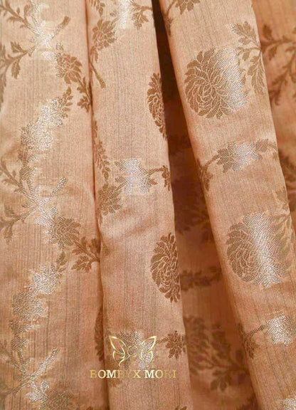 Peach and Red Bombyx Banarasi saree