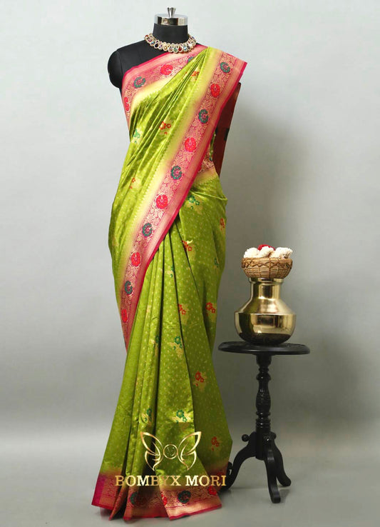 Green and Pink Uppada silk saree